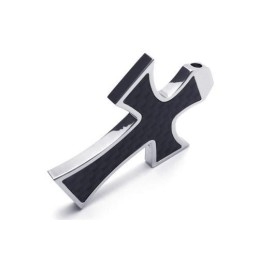Men Black Silver Pure Titanium Cross Pendant Necklace