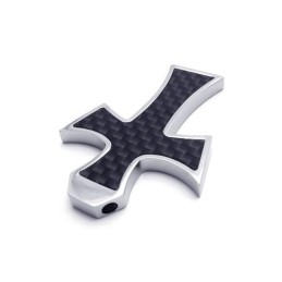 Men Black Silver Pure Titanium Cross Pendant Necklace