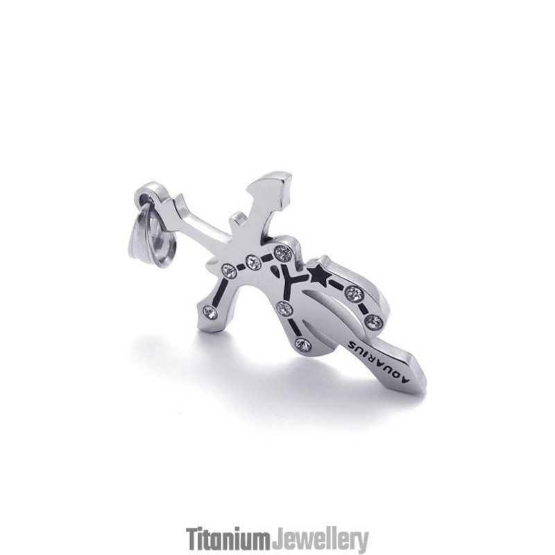 Aquarius Titanium Rhinestones Pendant