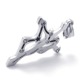 Titanium Sagittarius Pendant With Rhinestones