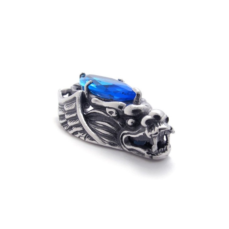 Dragon-Head Titanium Pendant With Blue Zircon Dragon-Head Titanium Pendant With Blue Zircon