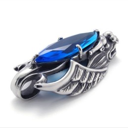 Dragon-Head Titanium Pendant With Blue Zircon