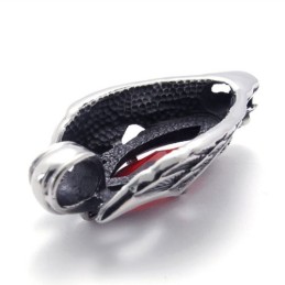 Dragon Head Titanium Pendant With Red Zircon