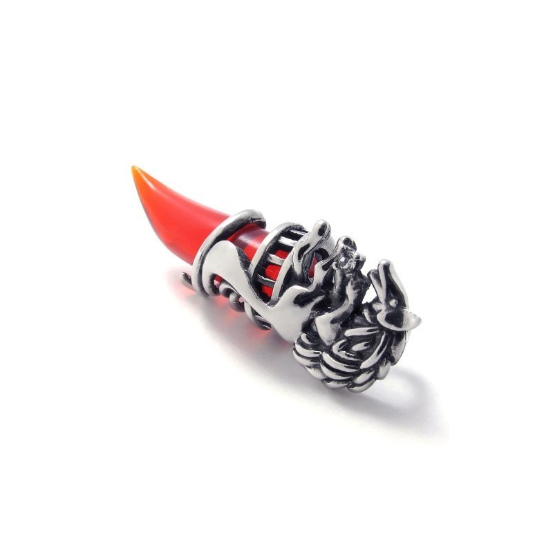 Titanium Pendant With Red Wolf Tooth Titanium Pendant With Red Wolf Tooth