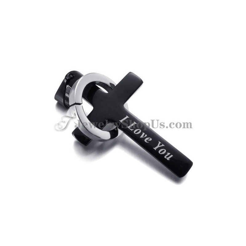 Black Titanium Cross And Circle Pendant Black Titanium Cross And Circle Pendant