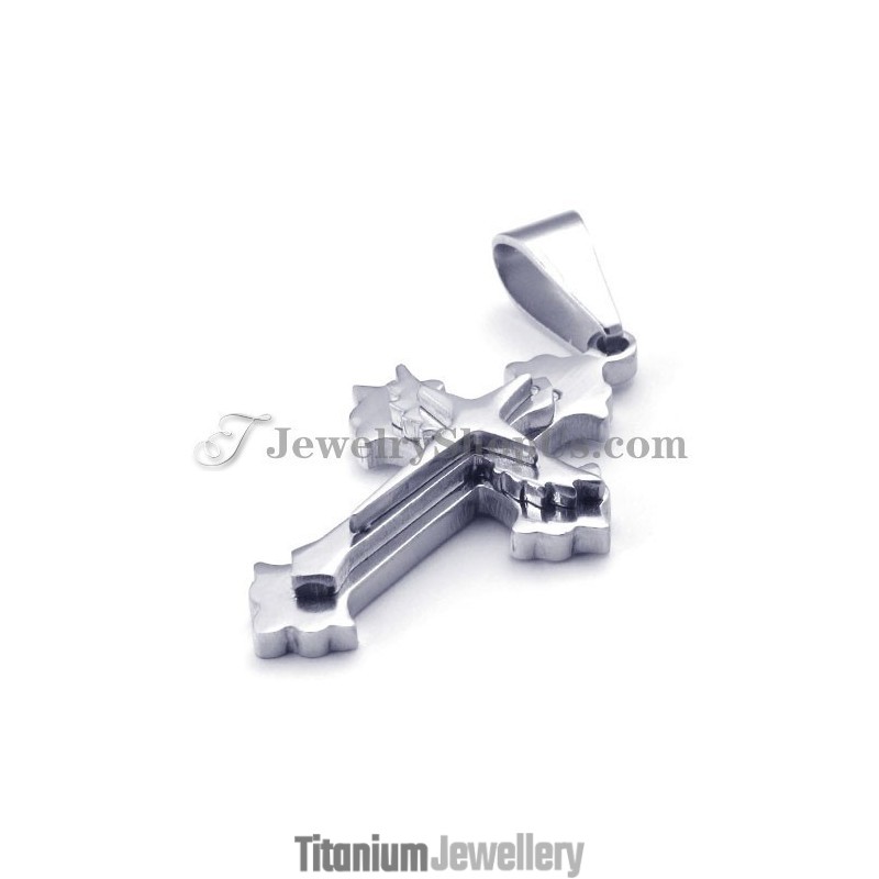Fashion Black And Silver Titanium Cross Pendant For Women