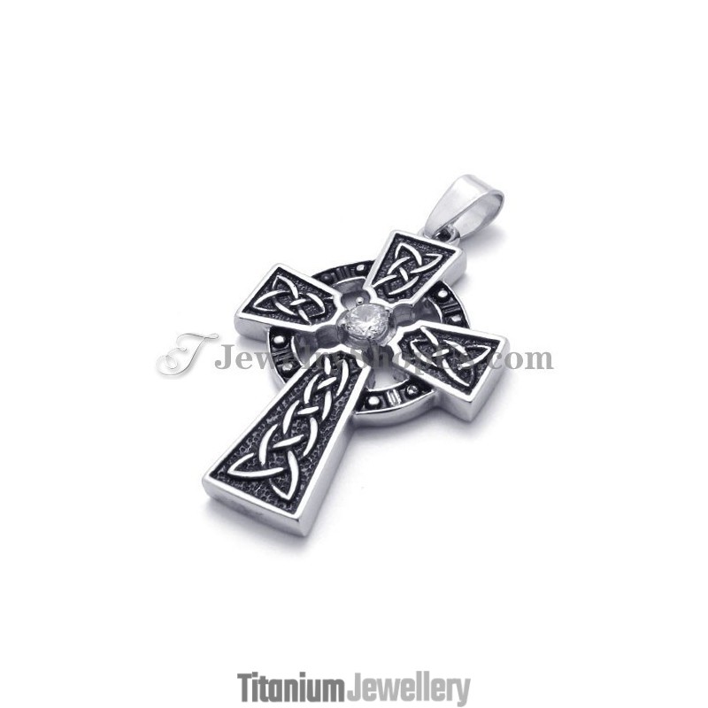 Gorgeous Titanium Cross Pendant With Zircon