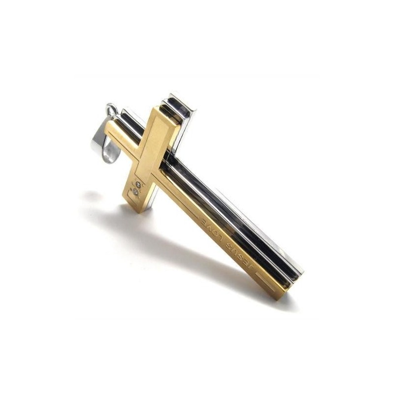Golden & Silver Pure Titanium Cross Necklace Pendant Golden & Silver Pure Titanium Cross Necklace Pendant