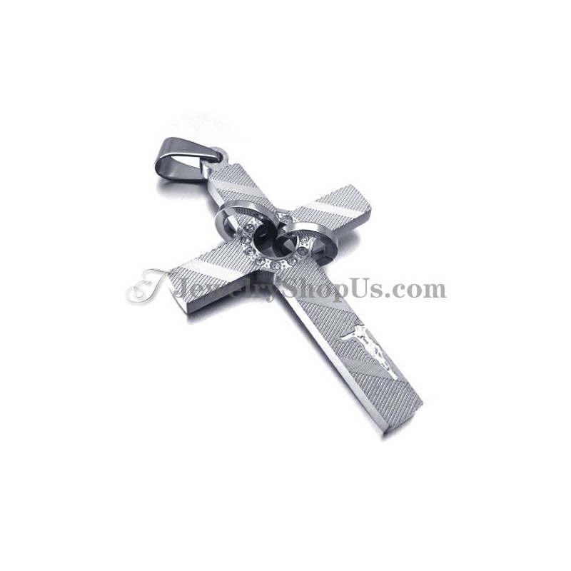Cross Titanium Pendant With Circles Rhinestones Cross Titanium Pendant With Circles Rhinestones
