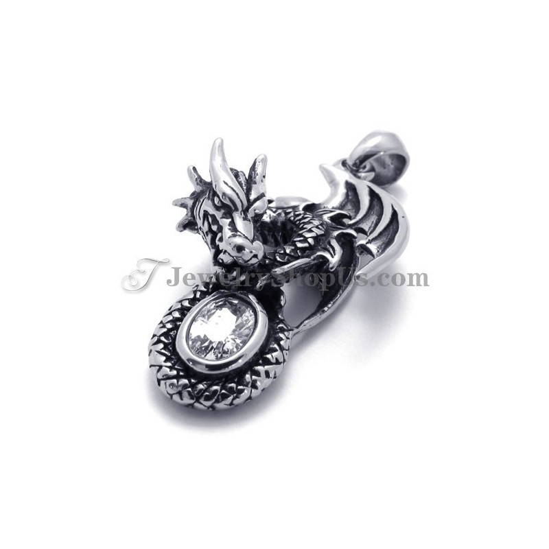 Dragon Titanium Pendant With Zircon