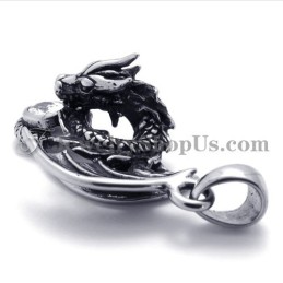 Dragon Titanium Pendant With Zircon