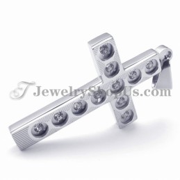 Elegant Cross Titanium Pendant With Rhinestones