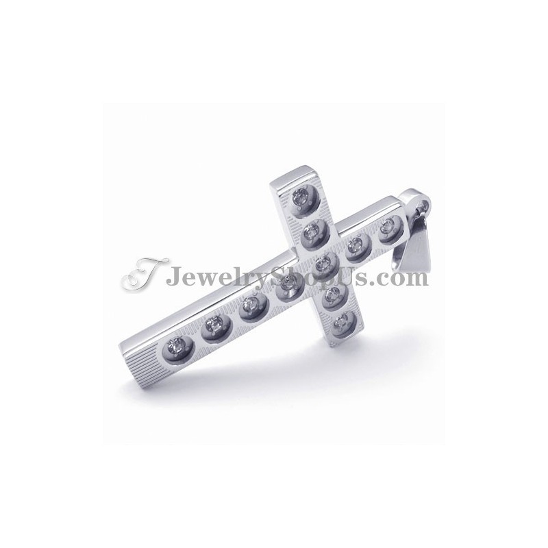 Elegant Cross Titanium Pendant With Rhinestones