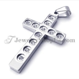 Elegant Cross Titanium Pendant With Rhinestones