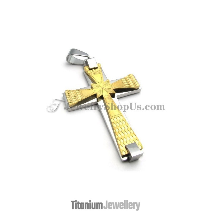 Elegant Gold Titanium Cross Pendant