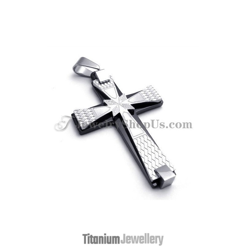 Elegant Black Titanium Cross Pendant