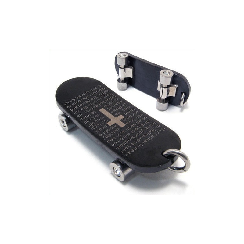 Men's Pure Titanium Skateboard Pendant Cross Necklace Men's Pure Titanium Skateboard Pendant Cross Necklace