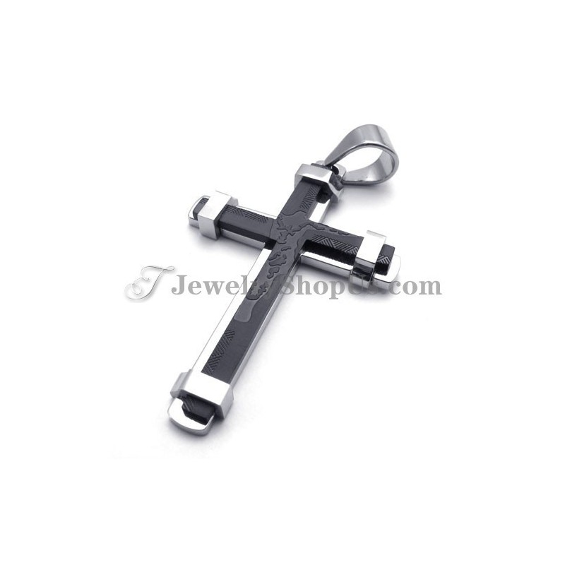 Gorgeous Black Titanium Cross Pendant