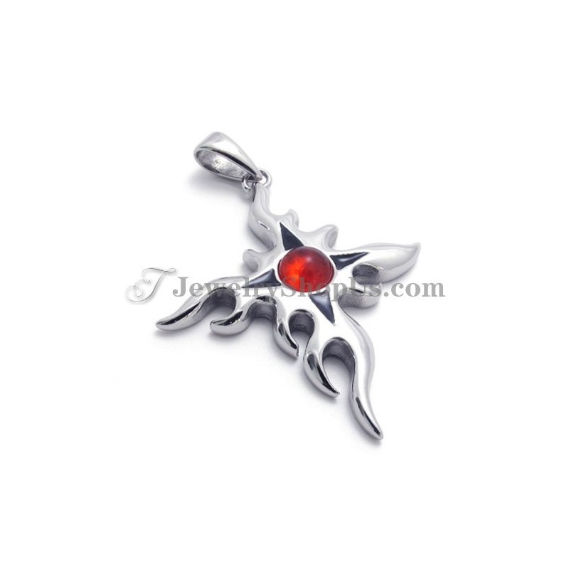 Fashion Titanium Pendant With Red Zircon