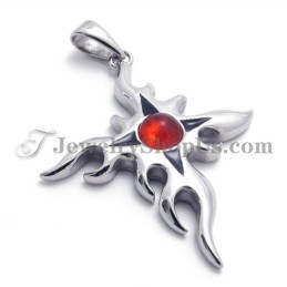 Fashion Titanium Pendant With Red Zircon