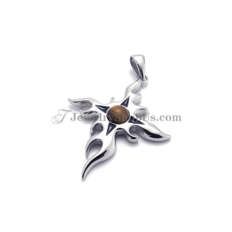 Fashion Titanium Pendant With Brown Zircon