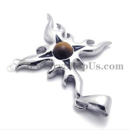 Fashion Titanium Pendant With Brown Zircon