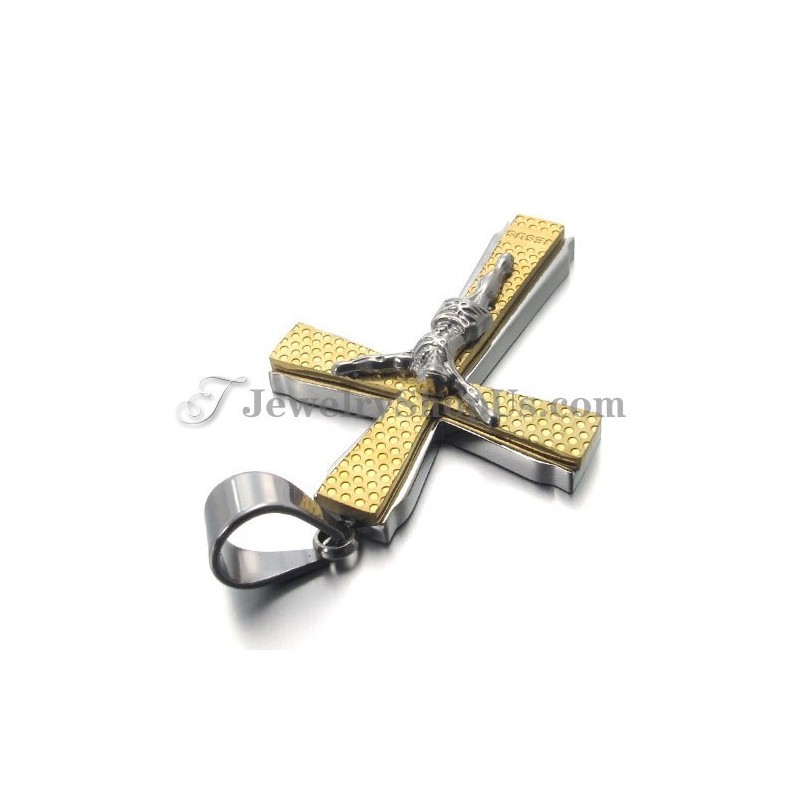 Elegant Titanium Gold Cross Of Jusus Pendant Elegant Titanium Gold Cross Of Jusus Pendant