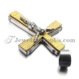 Elegant Titanium Gold Cross Of Jusus Pendant