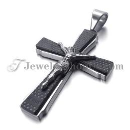 Elegant Titanium Black Cross Of Jusus Pendant