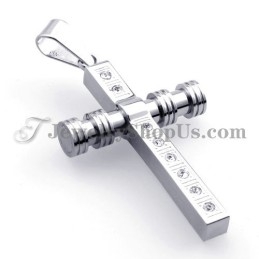 Gorgeous Titanium Cross Pendant With Rhinestones