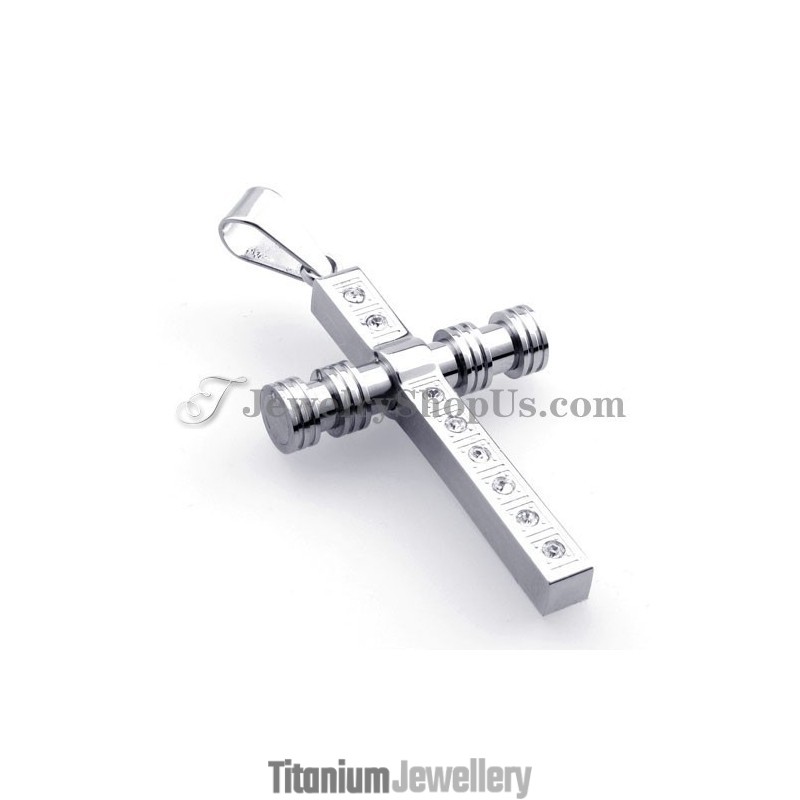 Gorgeous Titanium Cross Pendant With Rhinestones
