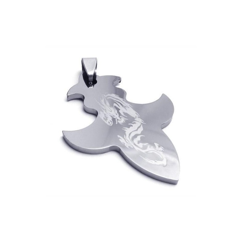 Men's Tungsten Steel Cross Dragon Pendant Necklace (New) Men's Tungsten Steel Cross Dragon Pendant Necklace (New)
