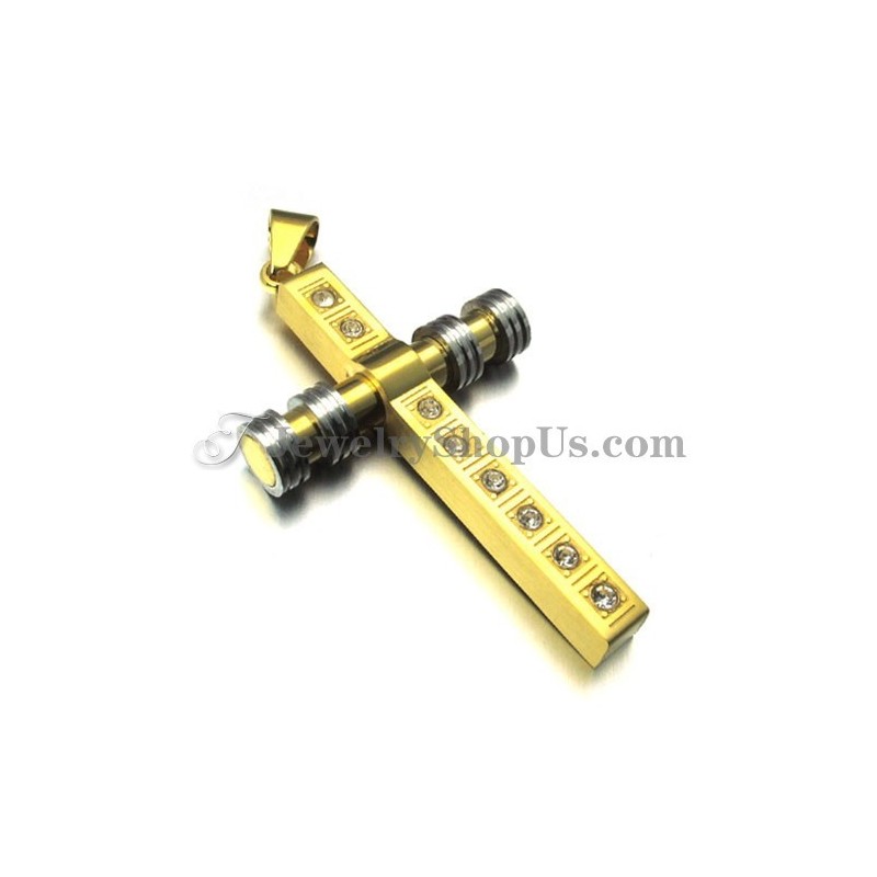 Gorgeous Gold Titanium Cross Pendant With Rhinestones Gorgeous Gold Titanium Cross Pendant With Rhinestones