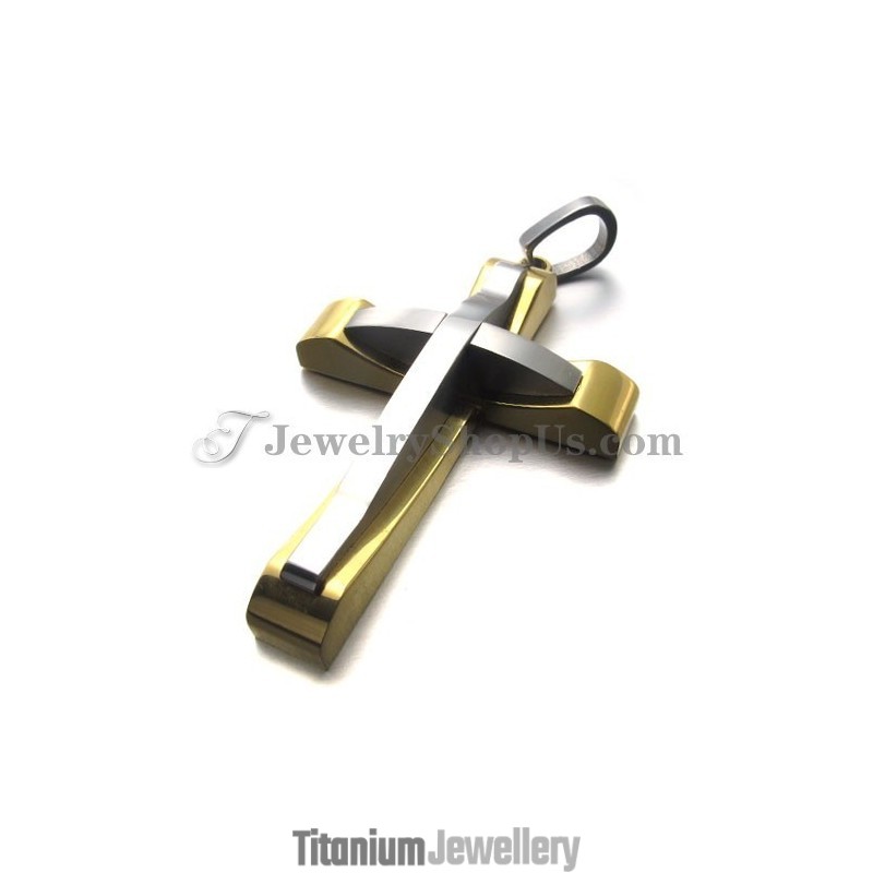 Elegant Titanium Gold Cross Pendant