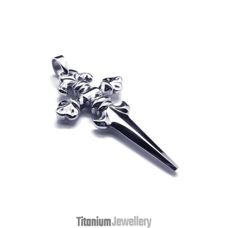 Men's Boys Pure Titanium Cross Sword Pendant Necklace Men's Boys Pure Titanium Cross Sword Pendant Necklace