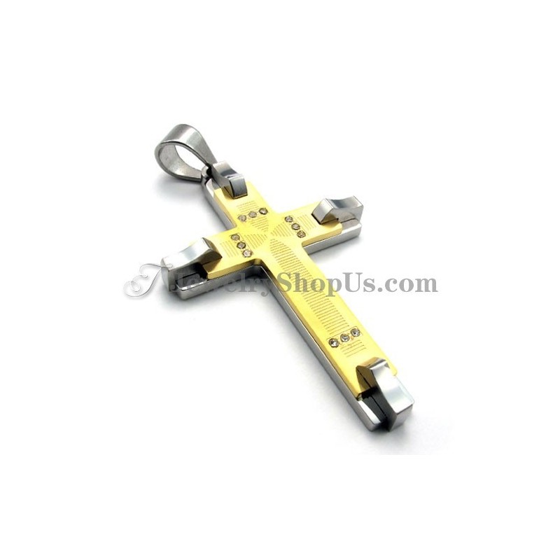 Gorgeous Gold Titanium Cross Rhinestones Pendant Gorgeous Gold Titanium Cross Rhinestones Pendant