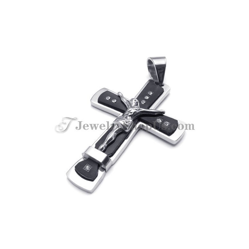 Classical Cross Of Jesus Black Titanium Pendant Classical Cross Of Jesus Black Titanium Pendant