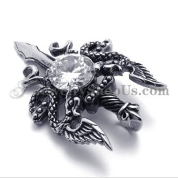 Fashion Titanium Sword Pendant With Zircon