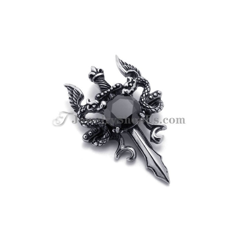 Fashion Titanium Sword Pendant With Black Zircon Fashion Titanium Sword Pendant With Black Zircon