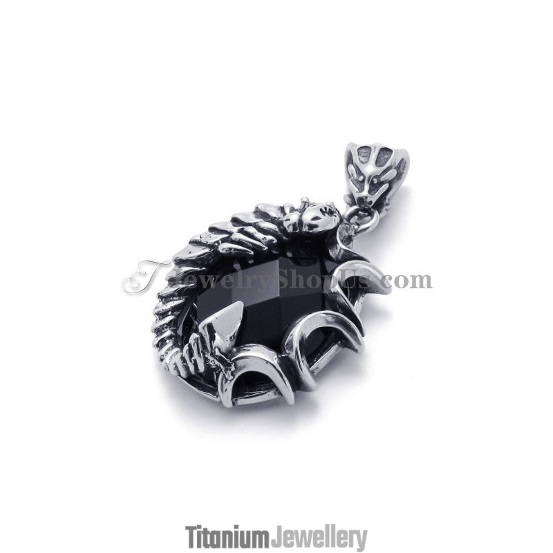 Elegant Black Zircon Titanium Pendant