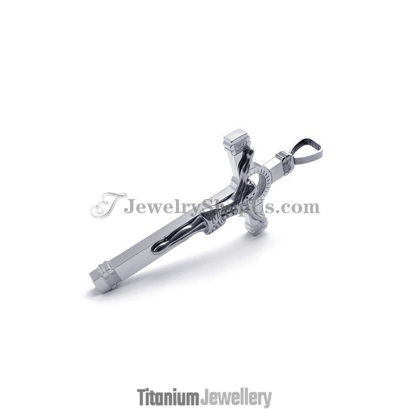 Elegant Silver Titanium Jesus Cross Pendant Elegant Silver Titanium Jesus Cross Pendant