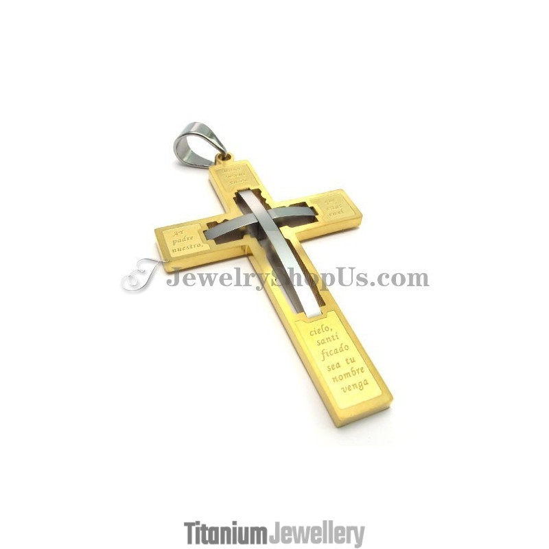 Elegant Gold Cross Titanium Pendant