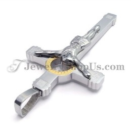 Elegant Gold Titanium Jesus Cross Pendant