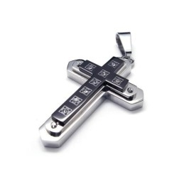 Mens Black Pure Titanium Cross Necklace Pendant Chain