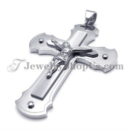 Classical Silver Titanium Cross Of Jesus Pendant