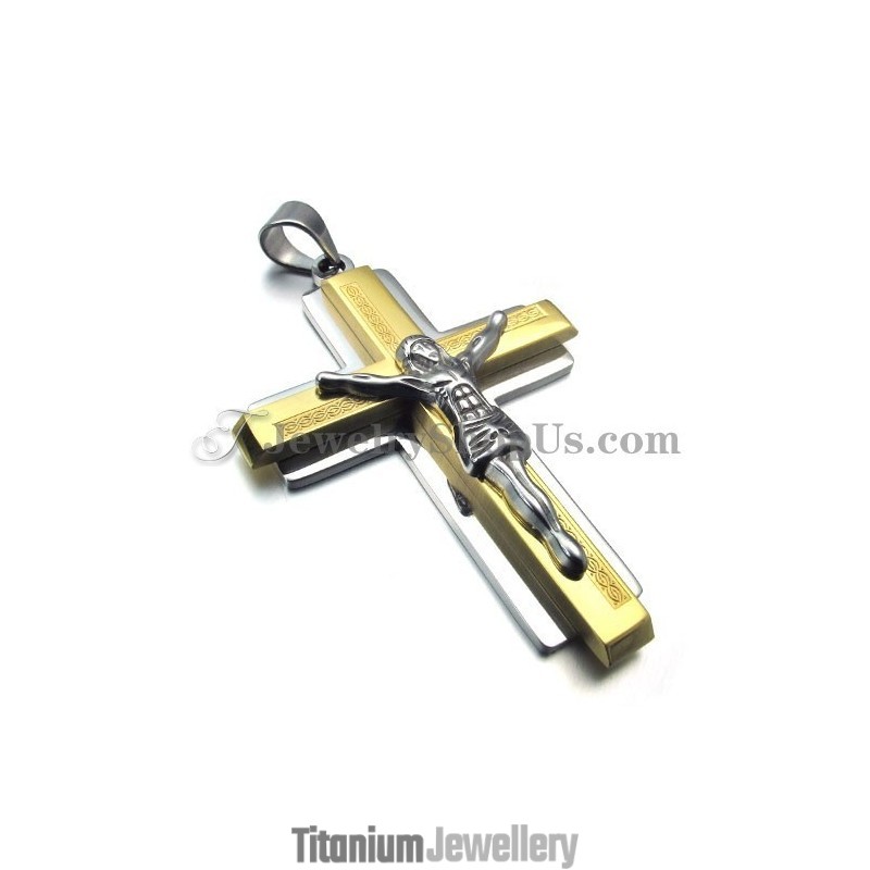 Fashion Gold Titanium Cross Of Jesus Pendant