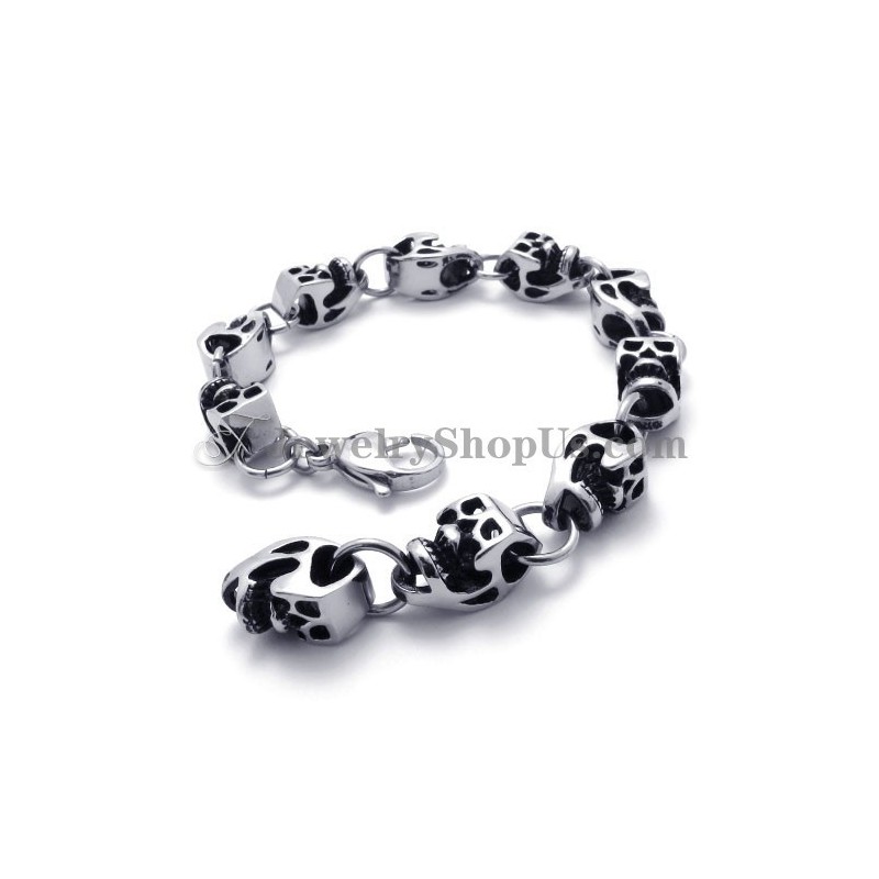 Gorgeous Titanium Skulls Bracelet