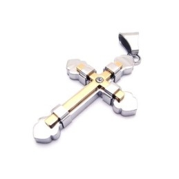 Men's Golden Pure Titanium Cross Necklace Pendant (New)