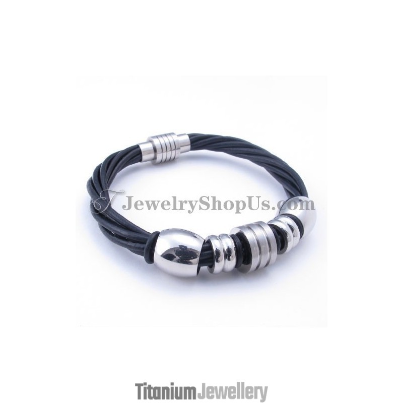 Leather Titanium Bracelet Leather Titanium Bracelet