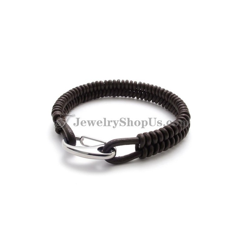 Gorgeous Brown Titanium And Leather Bracelet